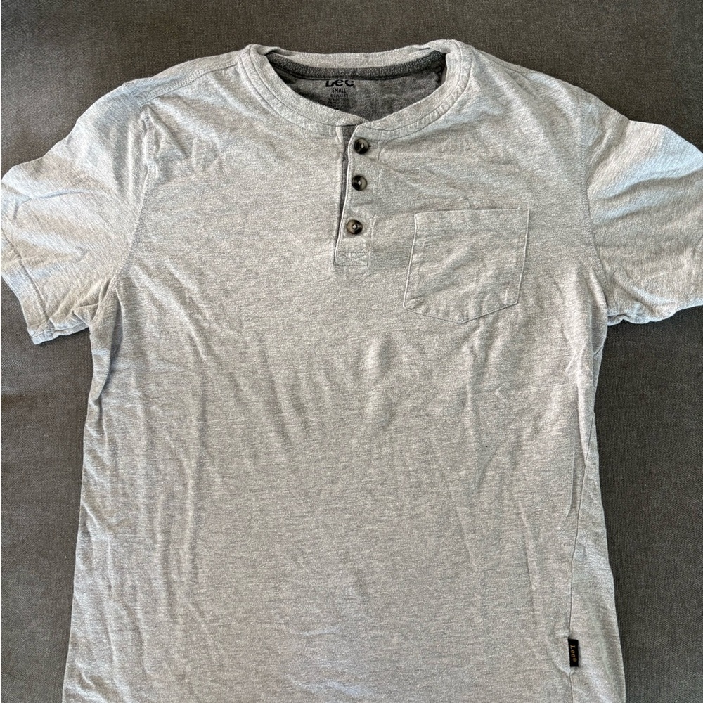 Lee Henley T-shirt Mens Gray Short Sleeve Regular Fit - Sz Small
